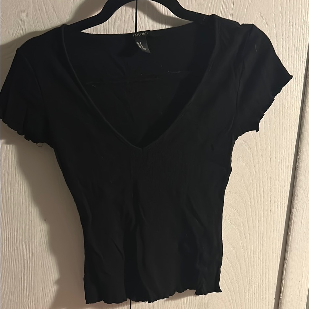 Forever 21 Black V-Neck Top